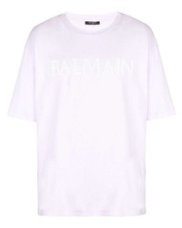 Мужская светло-фиолетовая футболка с круглым вырезом от Balmain