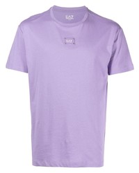 Мужская светло-фиолетовая футболка с круглым вырезом от Ea7 Emporio Armani