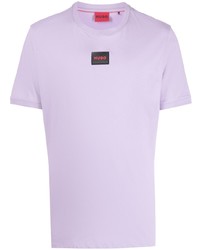 Мужская светло-фиолетовая футболка с круглым вырезом от Hugo