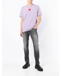 Мужская светло-фиолетовая футболка с круглым вырезом от BOSS