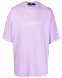 Мужская светло-фиолетовая футболка с круглым вырезом от Palm Angels