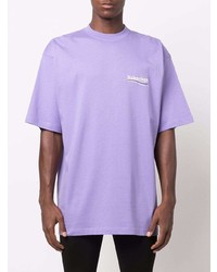Мужская светло-фиолетовая футболка с круглым вырезом от Balenciaga