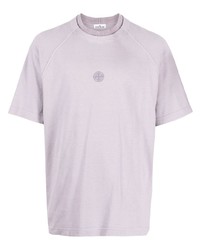 Мужская светло-фиолетовая футболка с круглым вырезом от Stone Island