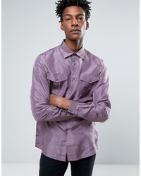 Светло-фиолетовая шелковая рубашка