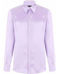 Мужская светло-фиолетовая шелковая рубашка с длинным рукавом от Dolce & Gabbana