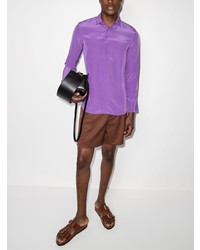 Мужская светло-фиолетовая шелковая рубашка с длинным рукавом от Valentino