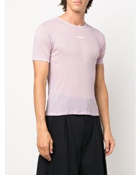 Мужская светло-фиолетовая шелковая футболка с круглым вырезом от Maison Margiela
