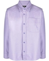 Мужская светло-фиолетовая шерстяная рубашка с длинным рукавом от A.P.C.