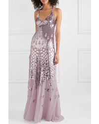 Светло-фиолетовое вечернее платье с пайетками от Temperley London