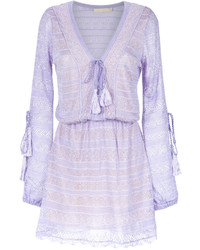 Светло-фиолетовое кружевное вязаное платье от Cecilia Prado