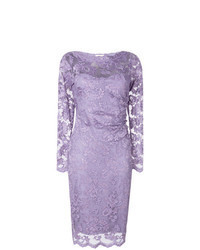 Светло-фиолетовое кружевное платье-футляр