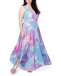 Светло-фиолетовое платье-макси с принтом