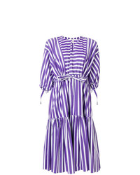 Светло-фиолетовое платье-миди в горизонтальную полоску от Maison Rabih Kayrouz