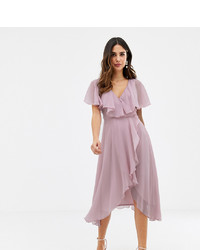 Светло-фиолетовое платье с пышной юбкой с рюшами от ASOS DESIGN