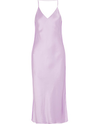 Светло-фиолетовое сатиновое платье-комбинация
