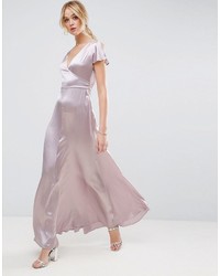 Светло-фиолетовое сатиновое платье-макси от Asos