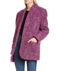 Светло-фиолетовое твидовое пальто