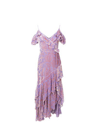 Светло-фиолетовое шелковое вечернее платье с цветочным принтом от Peter Pilotto