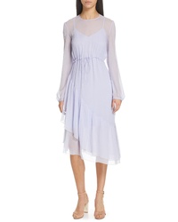 Светло-фиолетовое шелковое платье-миди