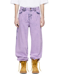 Светло-фиолетовые вареные джинсы