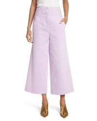 Светло-фиолетовые джинсовые брюки-кюлоты