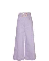 Светло-фиолетовые джинсовые широкие брюки