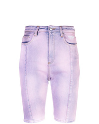 Женские светло-фиолетовые джинсовые шорты-бермуды c принтом тай-дай от MSGM