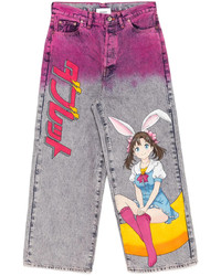 Светло-фиолетовые джинсы с принтом