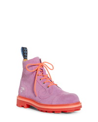 Светло-фиолетовые замшевые ботинки на шнуровке