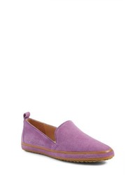 Светло-фиолетовые замшевые туфли на плоской подошве