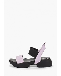 Светло-фиолетовые кожаные сандалии на плоской подошве от Ms Lorettini