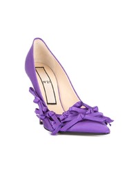 Светло-фиолетовые кожаные туфли с украшением от N°21