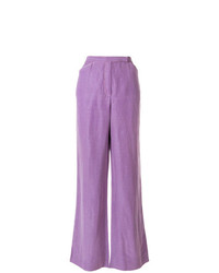 Светло-фиолетовые льняные широкие брюки от Emanuel Ungaro Vintage