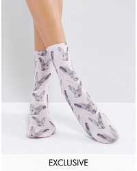 Женские светло-фиолетовые носки с принтом от Monki