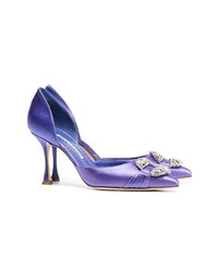 Светло-фиолетовые сатиновые туфли от Manolo Blahnik