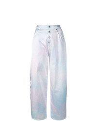 Светло-фиолетовые широкие брюки с принтом тай-дай от MM6 MAISON MARGIELA