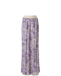 Светло-фиолетовые широкие брюки с цветочным принтом