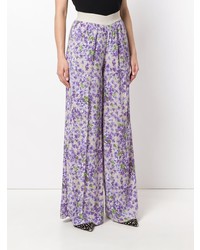 Светло-фиолетовые широкие брюки с цветочным принтом от Twin-Set