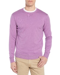 Светло-фиолетовый вязаный свитер с круглым вырезом