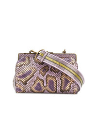 Светло-фиолетовый кожаный клатч со змеиным рисунком от Bottega Veneta