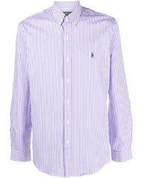 Светло-фиолетовый свитер с воротником поло с вышивкой