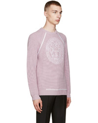 Мужской светло-фиолетовый свитер с круглым вырезом от Versace