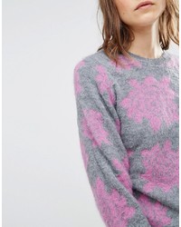 Женский светло-фиолетовый свитер с цветочным принтом от YMC