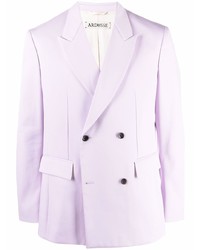 Светло-фиолетовый хлопковый двубортный пиджак