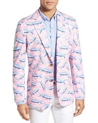 Светло-фиолетовый хлопковый пиджак с принтом
