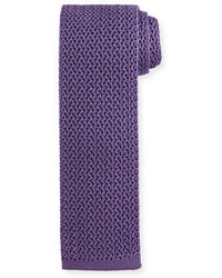 Светло-фиолетовый шелковый вязаный галстук