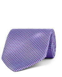 Светло-фиолетовый шелковый галстук в горошек