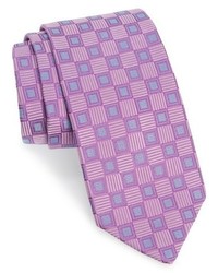 Светло-фиолетовый шелковый галстук с геометрическим рисунком