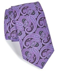 Светло-фиолетовый шелковый галстук с "огурцами"