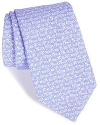 Светло-фиолетовый шелковый галстук с принтом